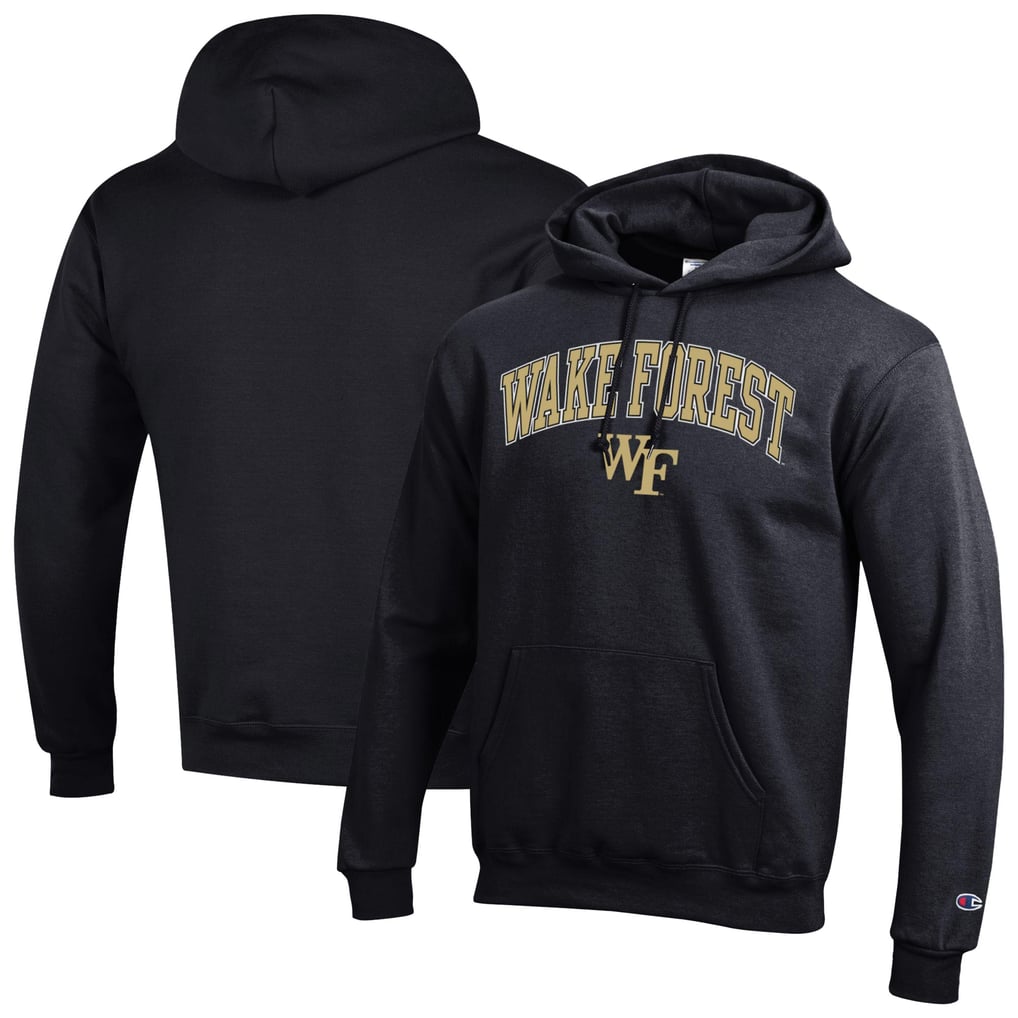  Wake Forest Demon Deacons Champion Arched Logo Fleece Pullover Hoodie - Black